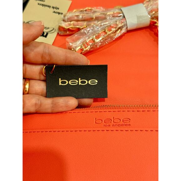NWT Bebe Faux Leather Gio Flap Crossbody Handbag Salmon Size Small - Picture 10 of 10